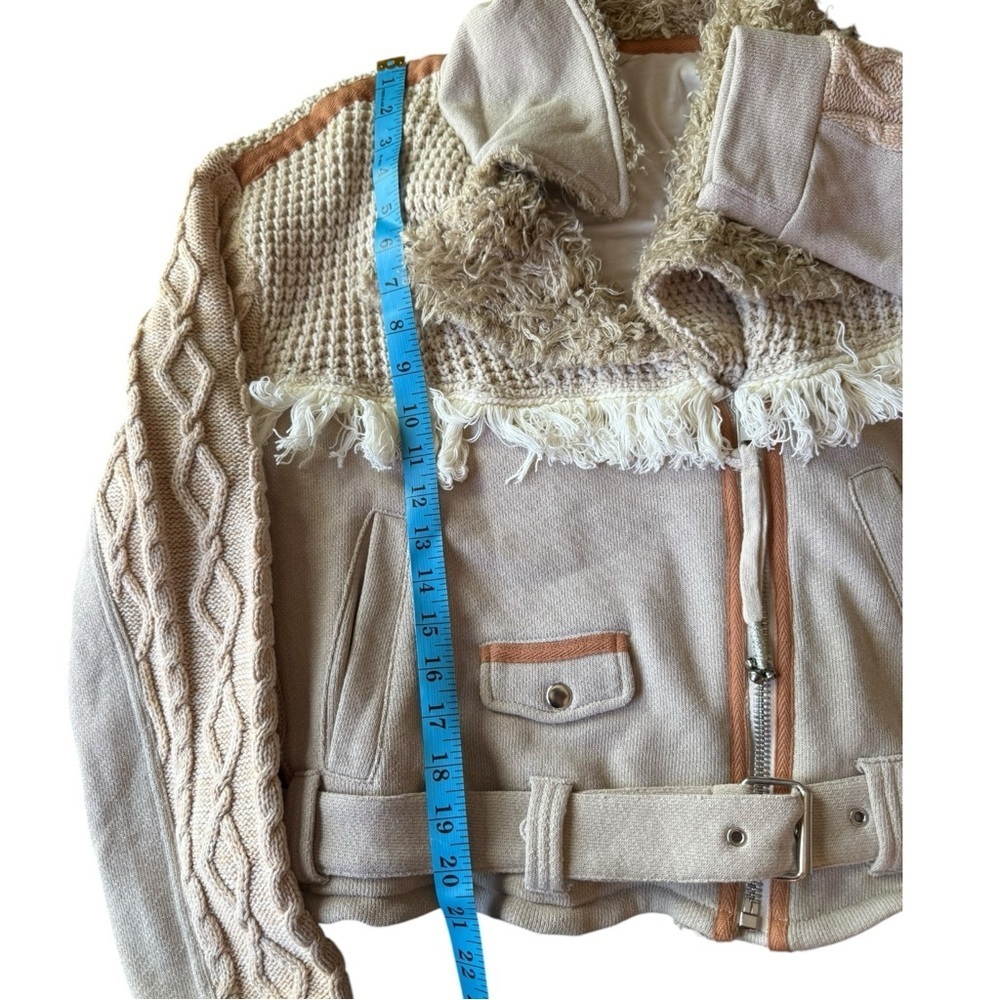 New ▶️ Free People ◀️ We the Free Cozy Knit Mix Moto Jacket NWOT Retail $398 - Picture 13 of 17